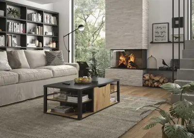 Salontafel Butch 110x60cm - eik decor/zwart – kavel bij Openbare Verkopen, Beveren-Leie