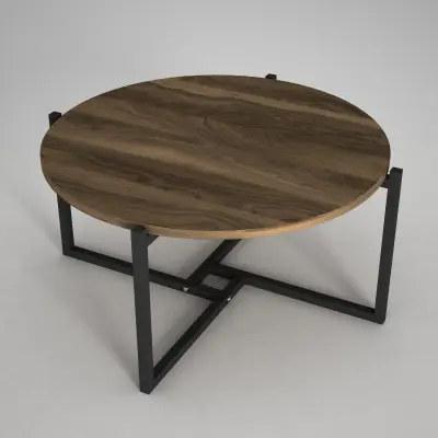 Elegante Walnoot Salontafel | 100% Melamine Gecoat | Metalen Frame – kavel bij Openbare Verkopen, Beveren-Leie
