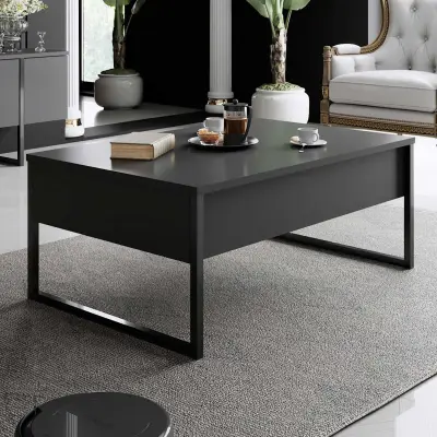 Luxe C Salontafel | 100% MELAMINE | Antraciet, Zwart – kavel bij Openbare Verkopen, Beveren-Leie