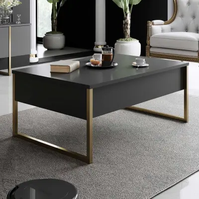 Luxe C Salontafel | 100% MELAMINE | Antraciet, Goud – kavel bij Openbare Verkopen, Beveren-Leie