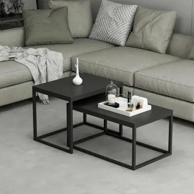 Leka Bijzettafel (2 stuks) | 100% MELAMINE | Zwart – kavel bij Openbare Verkopen, Beveren-Leie