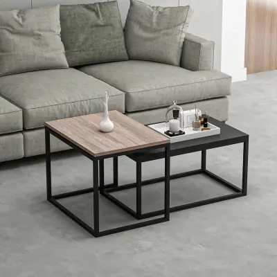 Leka Salontafel | 100% MELAMINE | Zwart – kavel bij Openbare Verkopen, Beveren-Leie