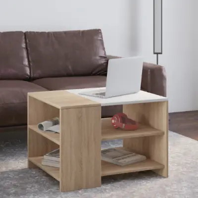 Salontafel Milana 70x50 cm-Sonoma eik/wit – kavel bij Openbare Verkopen, Beveren-Leie