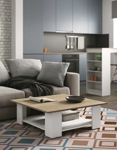 Salontafel Square 67x67 - wit/eik – kavel bij Openbare Verkopen, Beveren-Leie