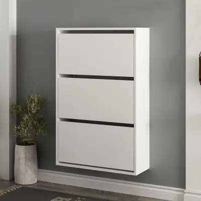 Lupa 3 Schoenenkast | 70x25x109cm | hangmodel | Wit – kavel bij Openbare Verkopen, Beveren-Leie