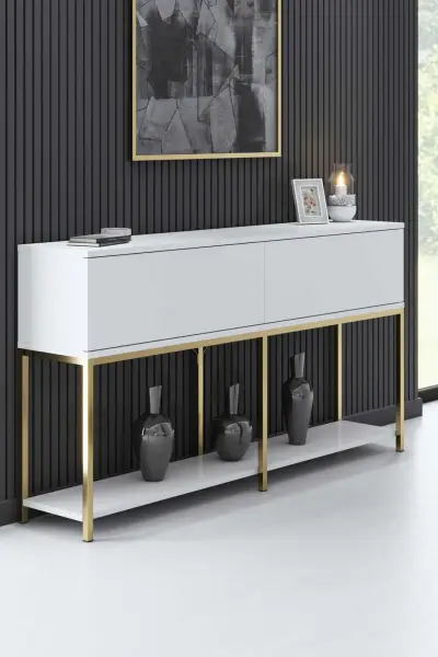 Lord Console | 100% MELAMINE | Wit, Goud – kavel bij Openbare Verkopen, Beveren-Leie