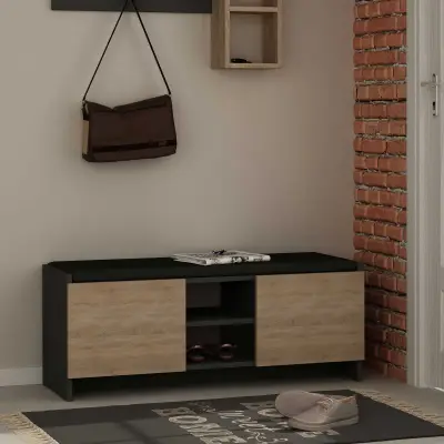 Zulla Schoenenkast | 100% MELAMINE | Antraciet, Eiken – kavel bij Openbare Verkopen, Beveren-Leie