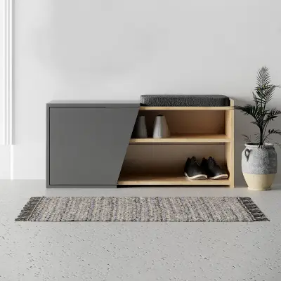 Fiona SC Schoenenkast | 100% MELAMINE | Eiken, Antraciet – kavel bij Openbare Verkopen, Beveren-Leie