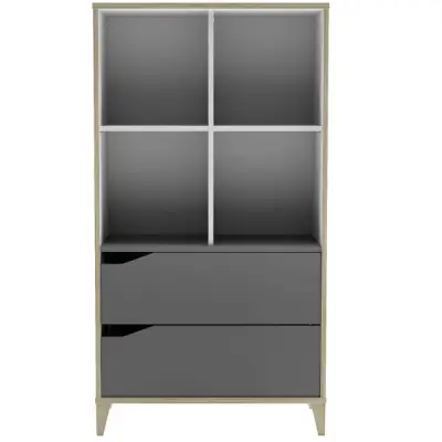 Boekenkast Gerry-lichtgrijs/mat wit/Kronberg eik – kavel bij Openbare Verkopen, Beveren-Leie