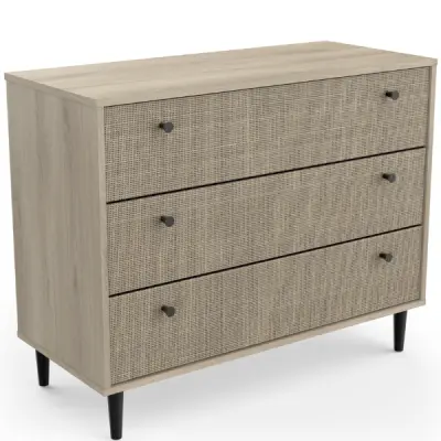 Ladekast Sayuri 3 lades-Kronberg eik/wicker – kavel bij Openbare Verkopen, Beveren-Leie