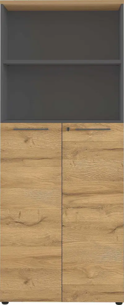 Archiefkast Osmond 80cm met 2 deuren & 2 open vakken - eik/grafiet – kavel bij Openbare Verkopen, Beveren-Leie