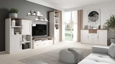 Open kast Larnaca 106cm met 2 deuren - wit – kavel bij Openbare Verkopen, Beveren-Leie