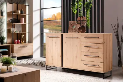 Dressoir Hoggas 159cm 4 deuren & 2 lades - eik – kavel bij Openbare Verkopen, Beveren-Leie