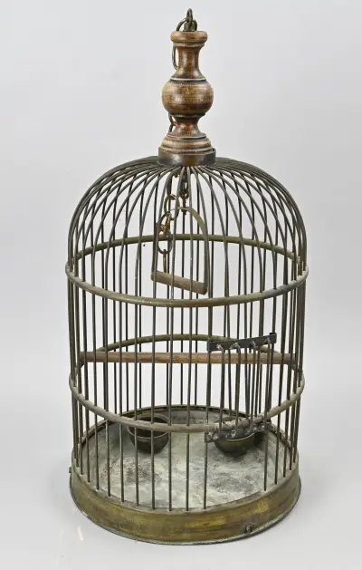 Oude/antieke vogelkooi Ø 30 cm – kavel bij Twents Veilinghuis