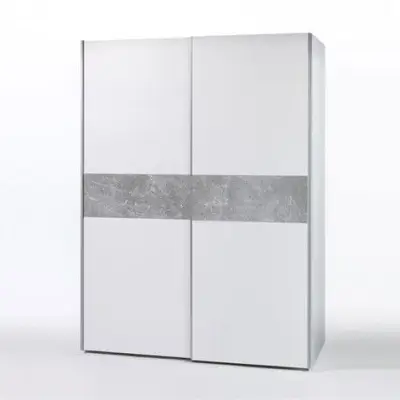 Kledingkast Salamanca 170cm met 2 deuren - wit/beton – kavel bij Openbare Verkopen, Beveren-Leie