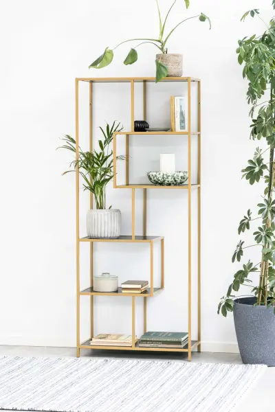 Rek Dover 77 cm 4 legplanken - goud/zwart – kavel bij Openbare Verkopen, Beveren-Leie
