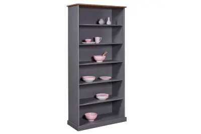 Boekenkast Westerland | 90 x 38,1 x 190 cm | Donkergrijs – kavel bij Openbare Verkopen, Beveren-Leie