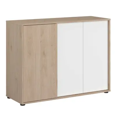 Dressoir Owen - 110x40x83cm - 3 deuren - eikdecor/wit – kavel bij Openbare Verkopen, Beveren-Leie