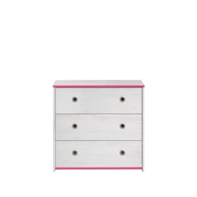 Commode Smoozy 79cm met 3 lades - wit/roze of wit/blauw – kavel bij Openbare Verkopen, Beveren-Leie
