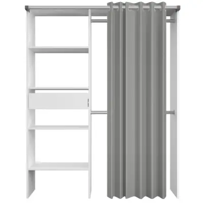 Kledingkast Barit 143cm - wit/grijs – kavel bij Openbare Verkopen, Beveren-Leie