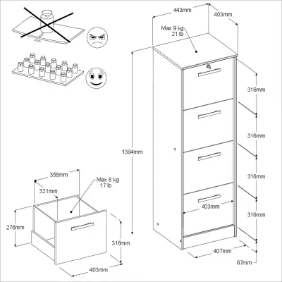 Dossierkast Sil-138cm-4 lades-wit/eik – kavel bij Openbare Verkopen, Beveren-Leie