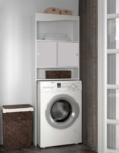 Kast voor wasmachine, droger of toilet Willa - wit – kavel bij Openbare Verkopen, Beveren-Leie