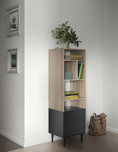 Boekenkast Horizon klein - eik/zwart – kavel bij Openbare Verkopen, Beveren-Leie