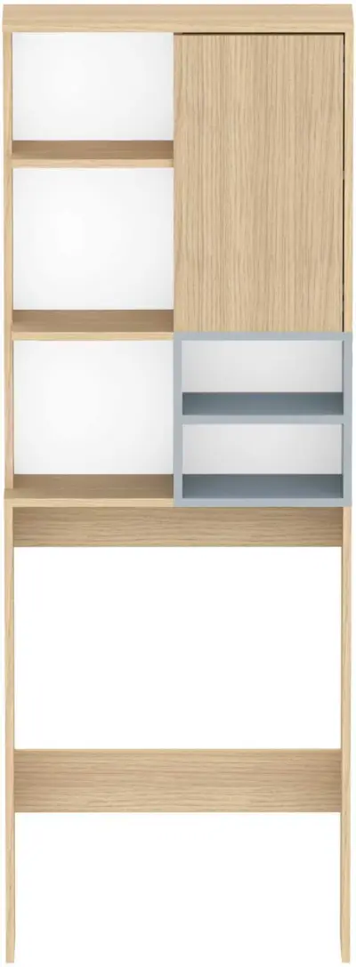 Wasmachinekast Kuba 4 legplanken, 1 draaideur-lichte eik/celadon grijs – kavel bij Openbare Verkopen, Beveren-Leie