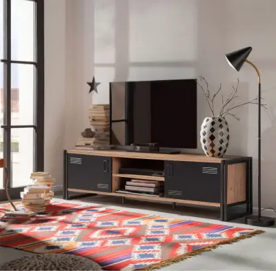 Cosmo TV-meubel | 100% MELAMINE | Atlantic Pine, Zwart – kavel bij Openbare Verkopen, Beveren-Leie