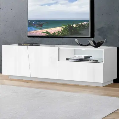 Tv-meubel Gavin 150 cm-hoogglans wit – kavel bij Openbare Verkopen, Beveren-Leie