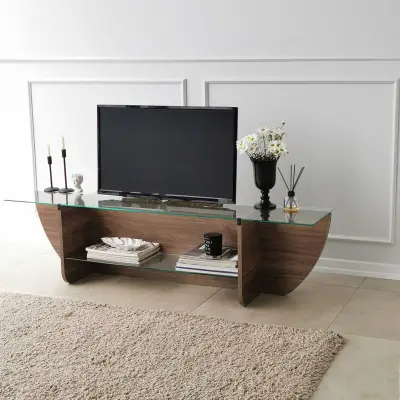 Lily TV TV-standaard | GEHARD GLAS | Walnoot – kavel bij Openbare Verkopen, Beveren-Leie