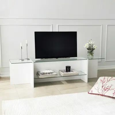 Escape TV TV-standaard | GEHARD GLAS | Wit – kavel bij Openbare Verkopen, Beveren-Leie