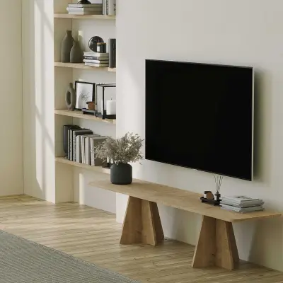Mushroom TV-meubel | 100% MELAMINE | Saffier Eiken – kavel bij Openbare Verkopen, Beveren-Leie