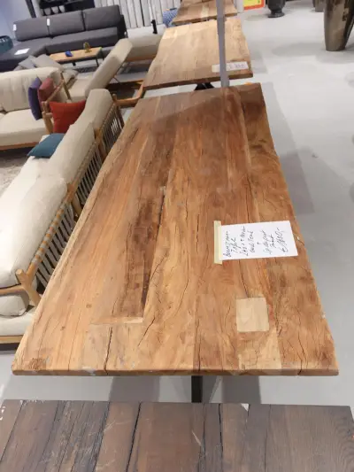Teak boomstamtafel – kavel bij Openbare Verkopen, Waregem