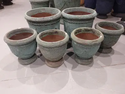 6x Vorstvrije terracotta bloempot – kavel bij Openbare Verkopen, Waregem