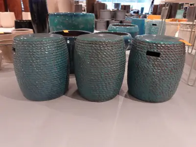 3x Terracotta poef – kavel bij Openbare Verkopen, Waregem