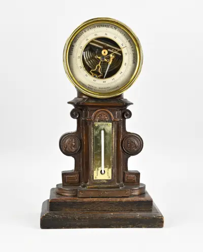 Staande barometer + thermometer – kavel bij Twents Veilinghuis