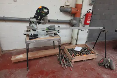 Afkortzaak Festool + geleiding – kavel bij Openbare Verkopen, Desselgem