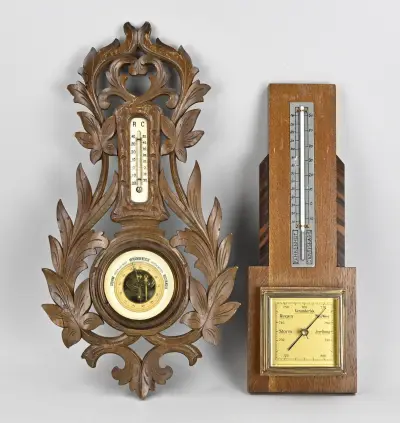 2x Barometer, L 46 - 55 cm – kavel bij Twents Veilinghuis
