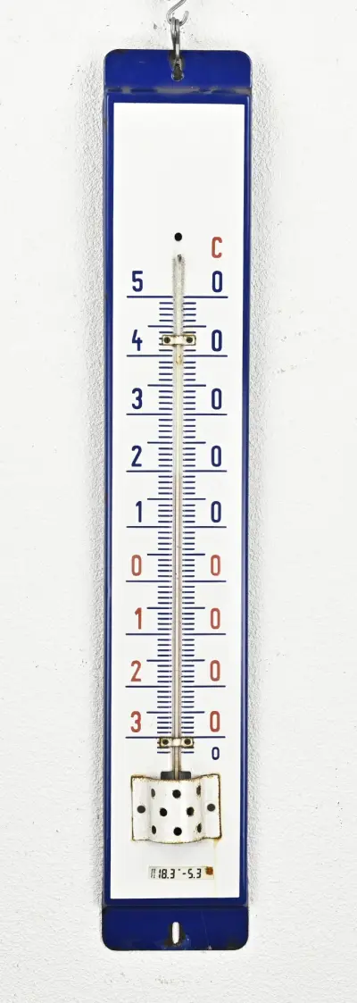Emaille thermometer, 85 cm – kavel bij Twents Veilinghuis
