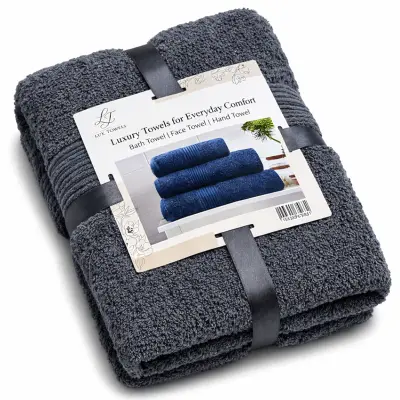 Ca. 28x Handdoekenset 3-delig, Lux-Towels, 3-delig 600gsm, donker grijs – kavel bij Onlineveilingmeester, Etten-Leur
