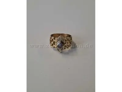 1 Goldring mit lilafarbenem und klaren Steinen – 585er Gold – kavel bij Zoll-Auktion, Reutlingen