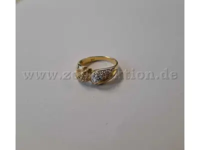 1 Goldring mit klaren Steinen in Wellenform – 585er Gold – kavel bij Zoll-Auktion, Reutlingen