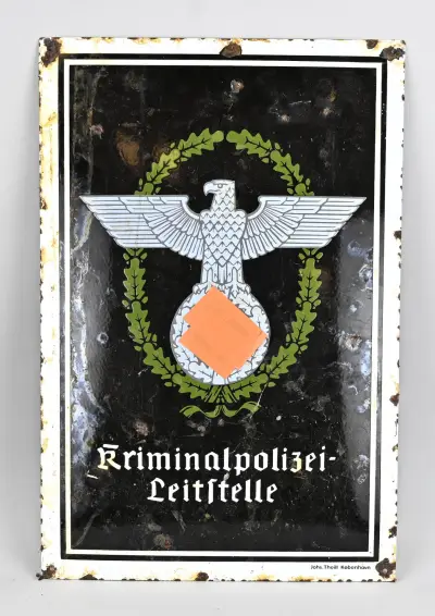 Reclamebord Reichs adler (Kriminal Polizei) – kavel bij Twents Veilinghuis