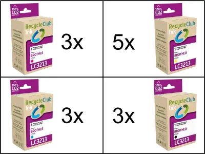 Ca. 14x Inktcartridges voor Brother LC-3213 printers, RecycleClub – kavel bij Onlineveilingmeester