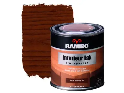Ca. 10x Interieurlak transparant zijdeglans, Rambo, warm walnoot, 250 ml – kavel bij Onlineveilingmeester