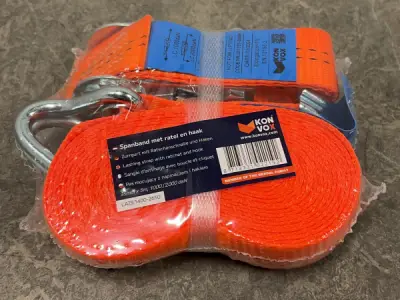 12x Konvox spanband met ratel en haak 35mm x 5m – kavel bij XL Auctions