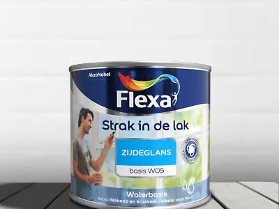 7x Strak in de lak acryl zijdeglans - 500 ml, Flexa, wit – kavel bij Onlineveilingmeester