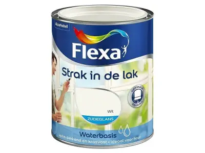 3x Flexa strak in de lak acryl zijdeglans 1 liter, Flexa, wit – kavel bij Onlineveilingmeester