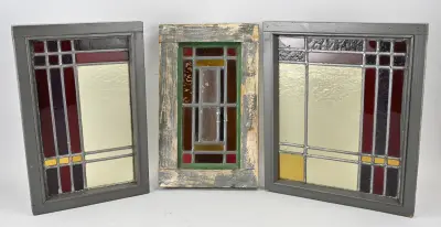 3x Antiek glas-in-lood venster – kavel bij Twents Veilinghuis